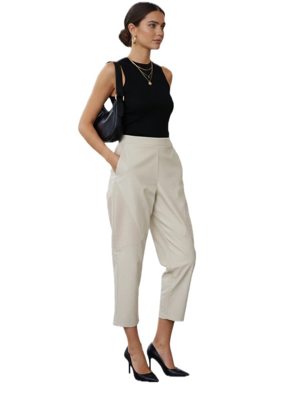 PARKER Amazing Vegan Leather Panalled Barrel Leg Pants Sz S NWT $100!!
